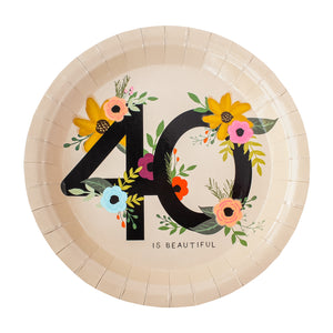 40 is Beautiful Birthday Party Plates