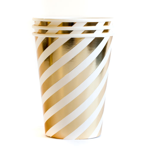 Gold Stripe Paper Cups